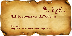 Miklusovszky Ödön névjegykártya